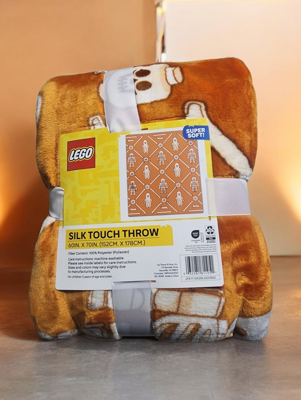 👻 NEW 💀 Lego SKELETON & GHOST 60x70 Silk Touch Throw Blanket Halloween- NEW